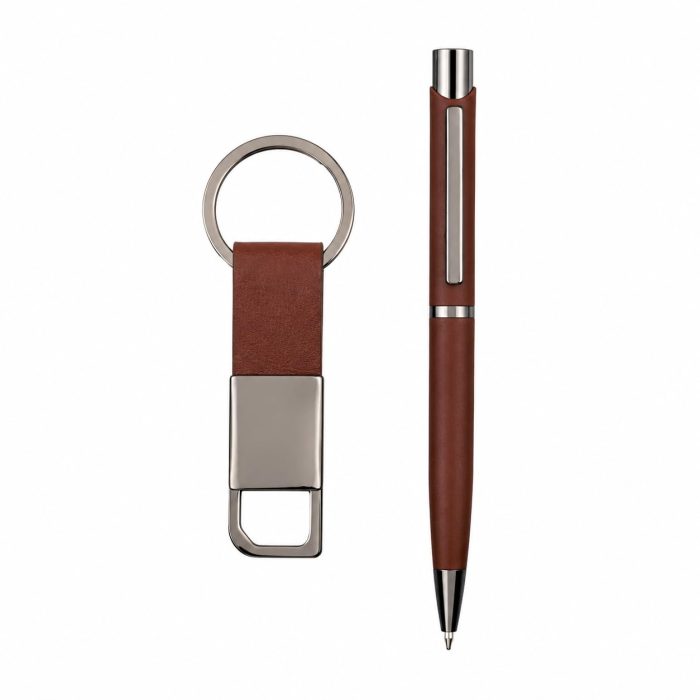 GLIQO Pen Keychain Gift Set Leatherette 2-Piece Corporate Stationery Box